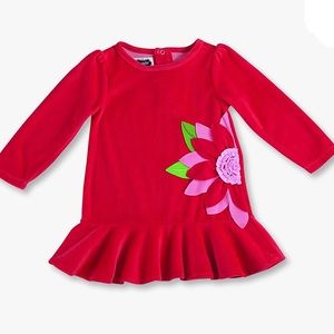 Mud Pie Christmas Baby Red Poinsettia Flounce Dress
